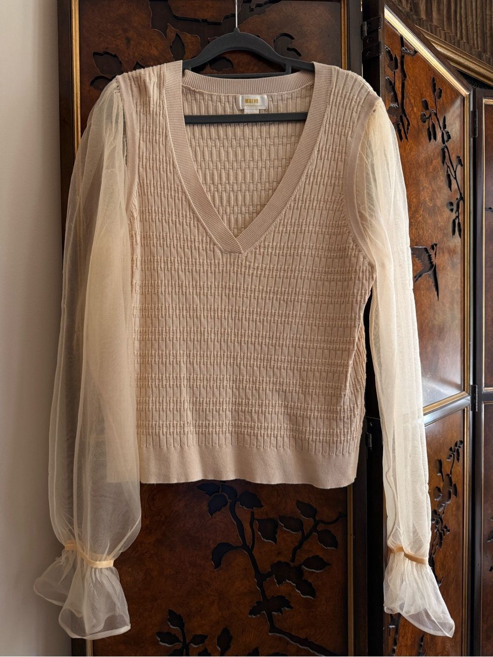 Anthropologie Maeve Textured Knit Top in Light Taupe